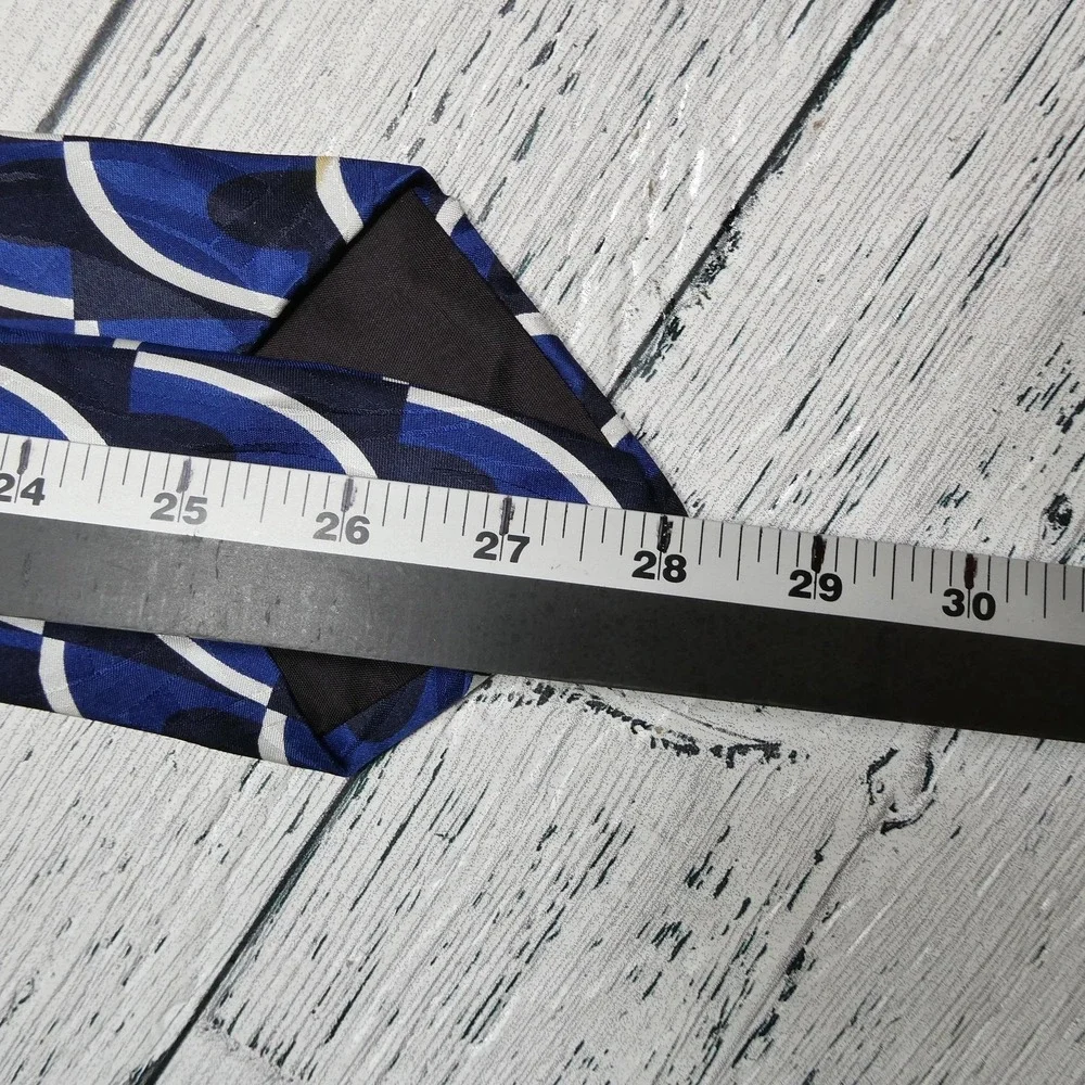 Cerruti CXIII Tie Mens One Size Blue Geometric 100% Italian Silk Designer